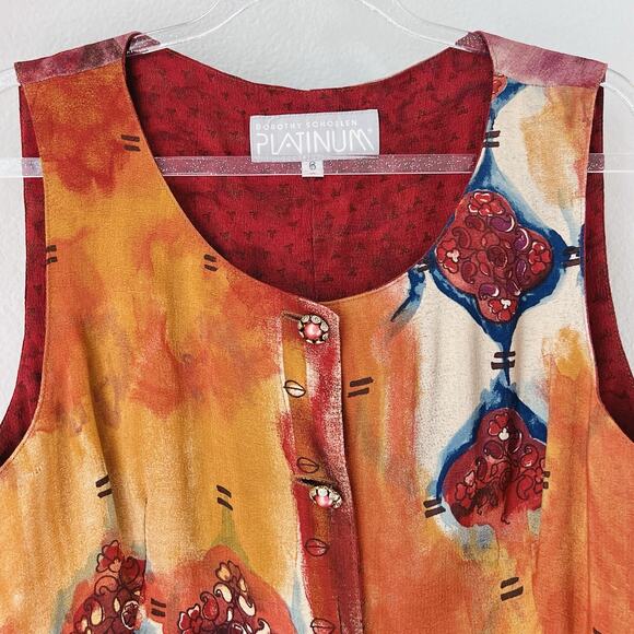 Vintage Dorothy Schoelen Platinum Vest Sz 6 Abstract Artsy Print 90s Made USA - Picture 3 of 13